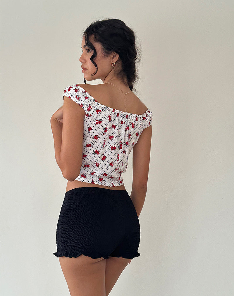 Bild von Derige Bardot Top in Weiß Rose Polka