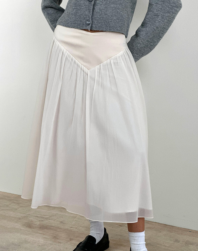 Bild von Derika V-Taille Maxirock in Creme