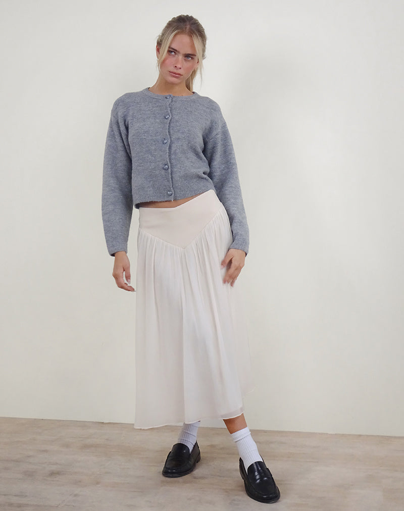 Derika Maxirock mit V-Taille in Creme