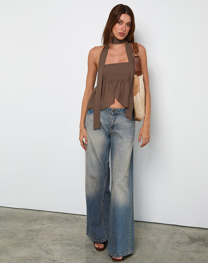 Desir Bandeau-Top aus Chiffon Kaffee
