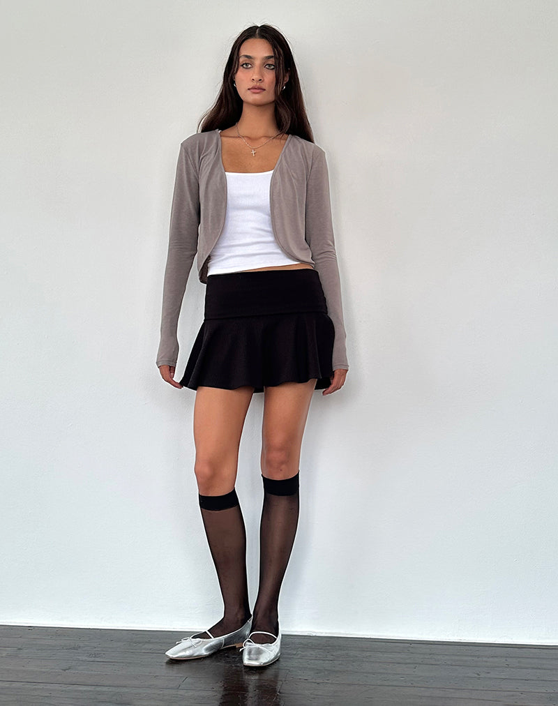 Image of Despina Gestrickte Langarm-Jacke in Warm Grey