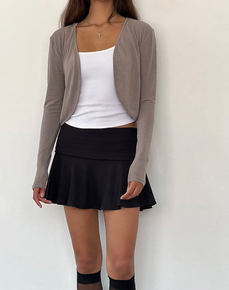 Image of Despina Gestrickte Langarm-Jacke in Warm Grey