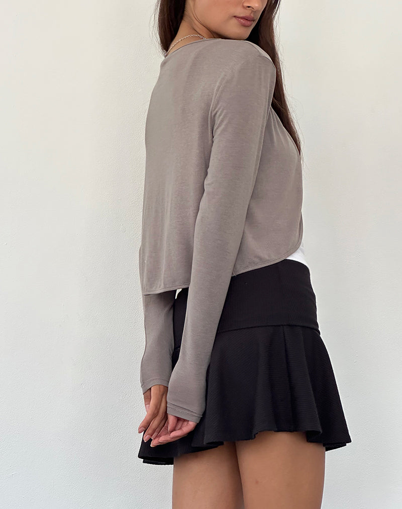Image of Despina Gestrickte Langarm-Jacke in Warm Grey