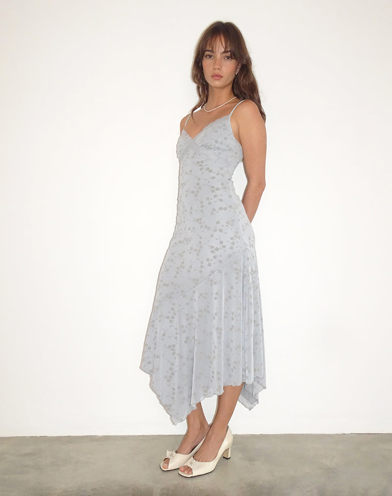 Devon Midikleid in Flock Chic Blütenblätter Grau
