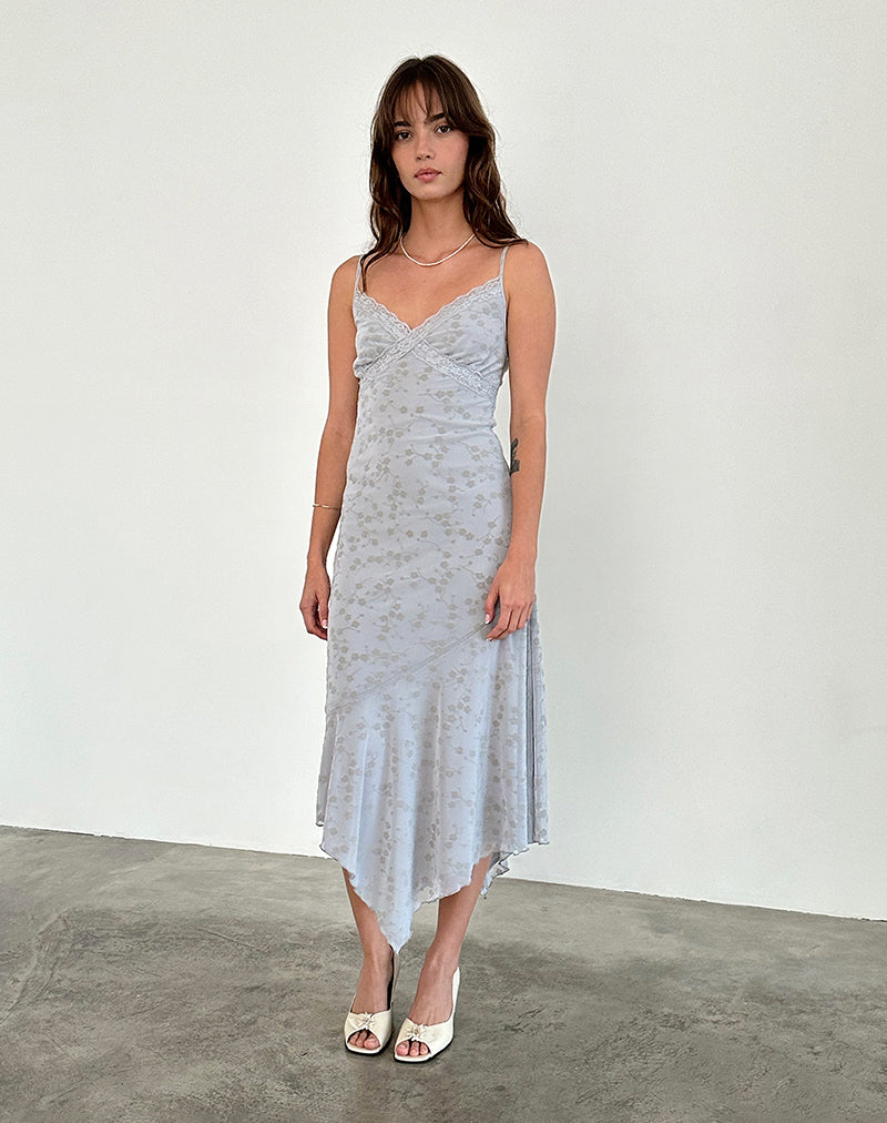 Bild von Devon Midikleid in Flock Chic Blütenblätter Grau