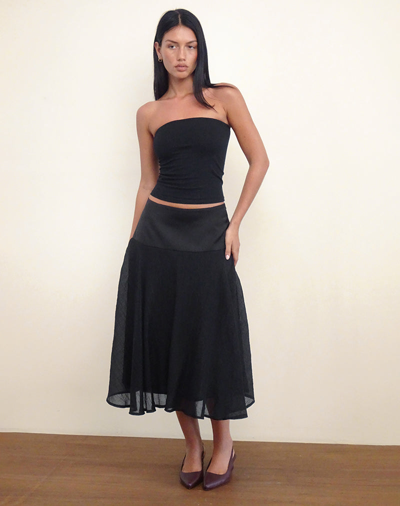 Bild von Diera Satin Chiffon Midirock in Schwarz