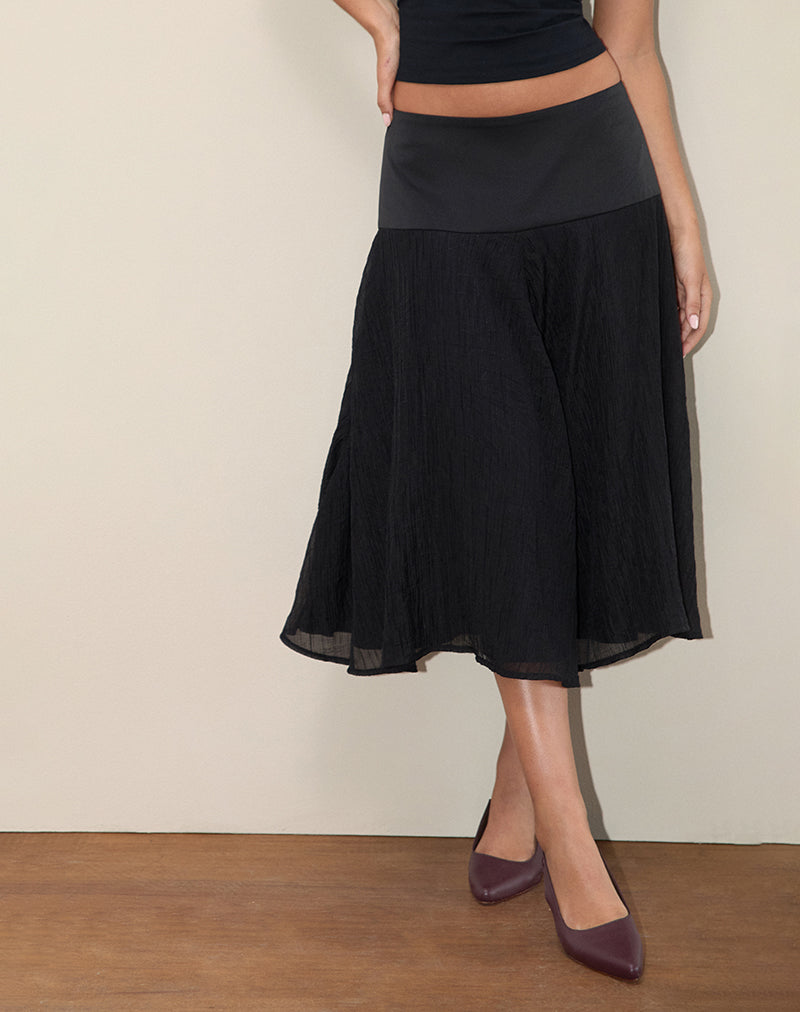 Bild von Diera Satin Chiffon Midirock in Schwarz