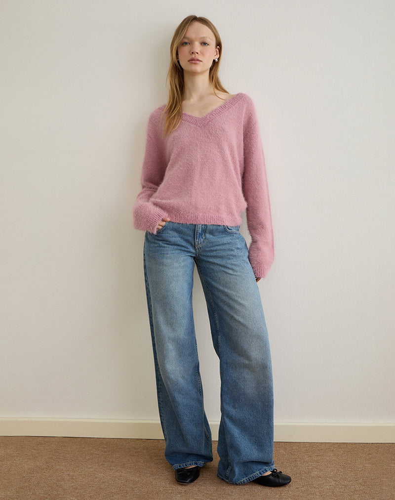 Image of Dikara Pullover mit Schal aus Strick in Dusty Pink