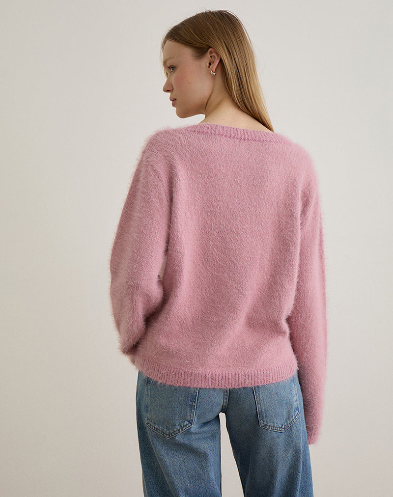 Image of Dikara Pullover mit Schal aus Strick in Dusty Pink