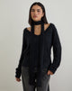 Image of Dikara Pullover mit Schal aus Strick Schwarz