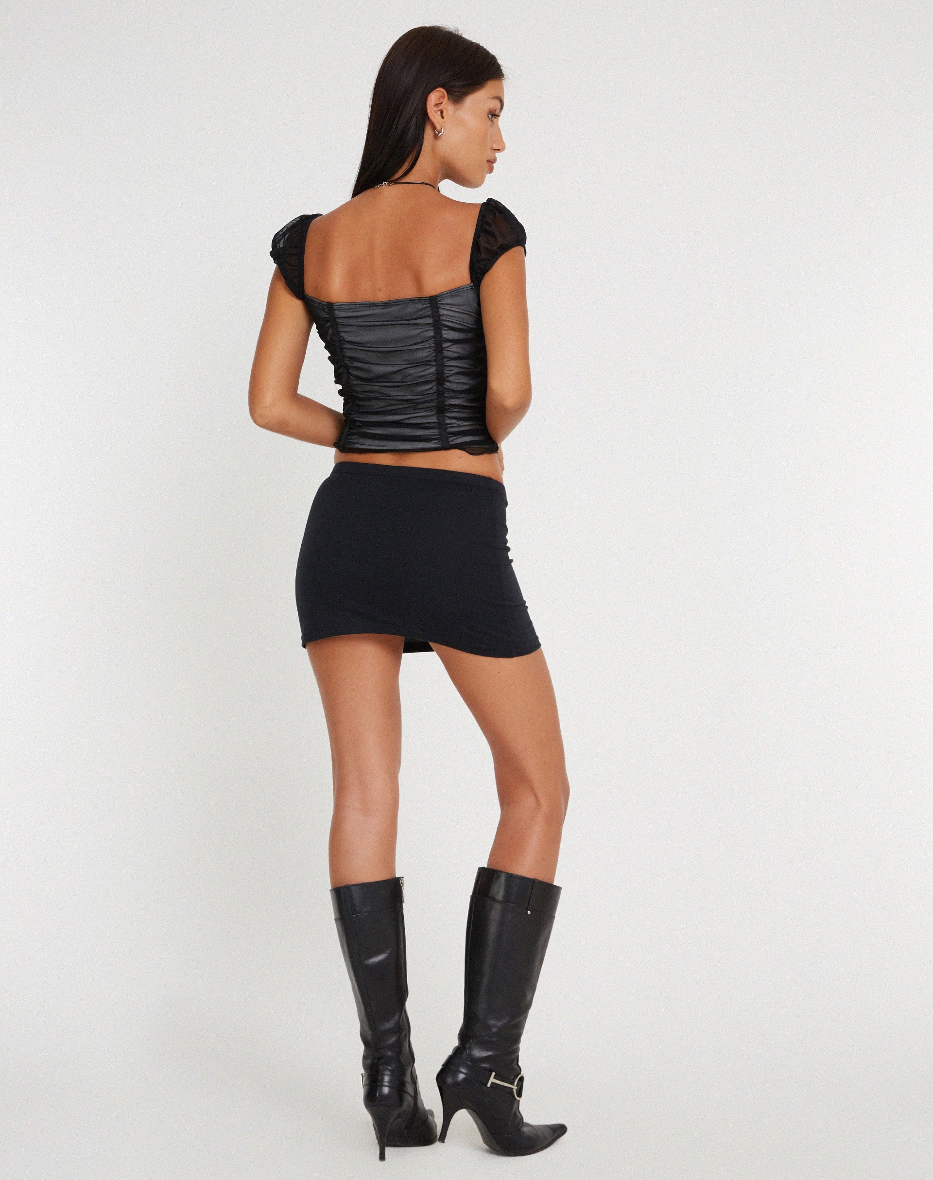 Bild von Dinar Crop Top in Schwarz Mesh