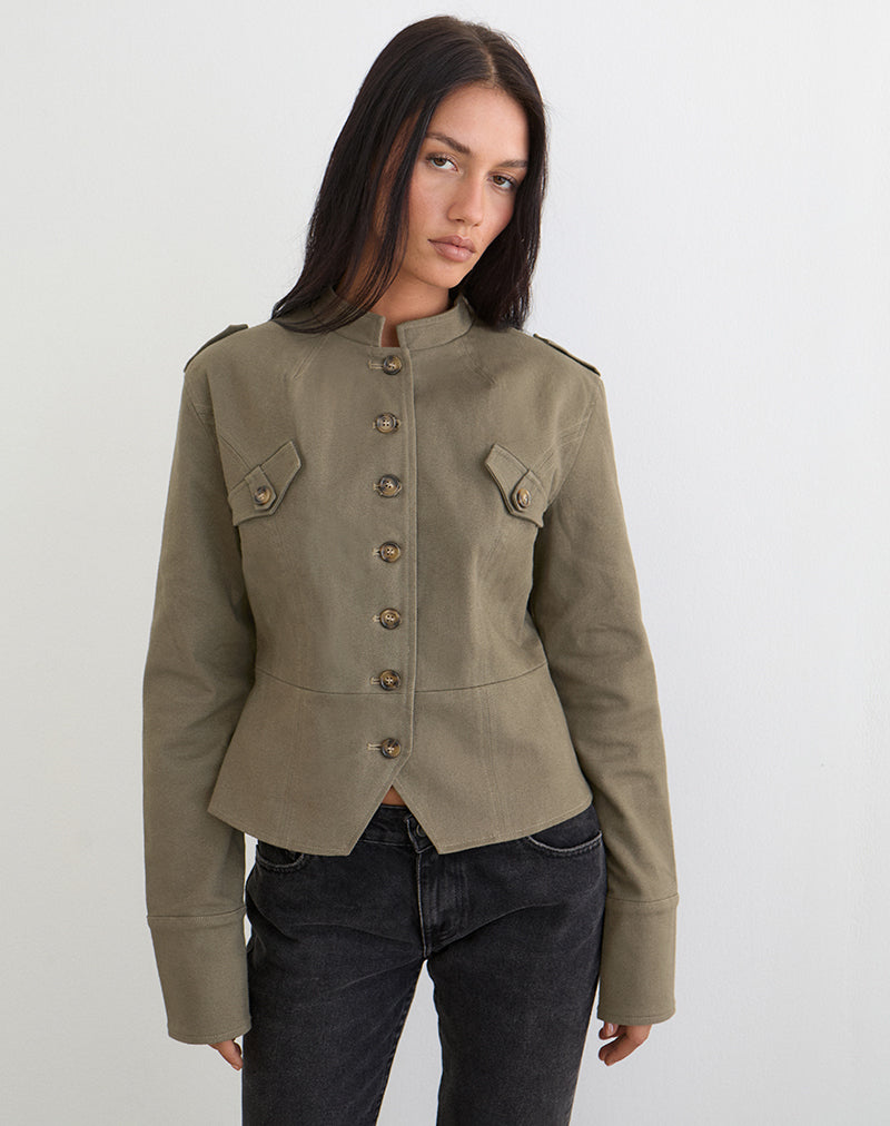 Bild der Diranda-Militärjacke in Twill-Khaki