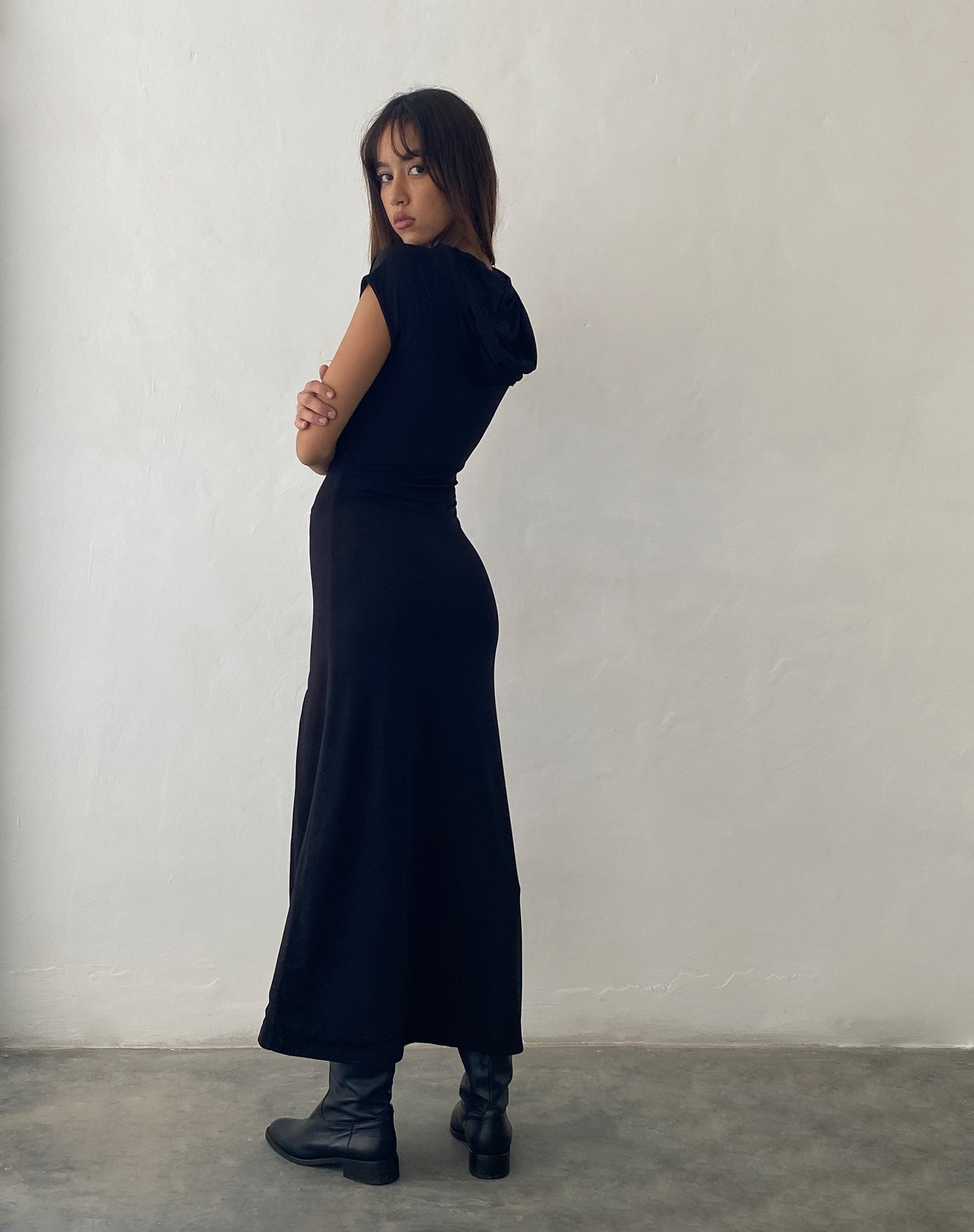 Image of Dixie Maxikleid mit Kapuze in Slinky Black