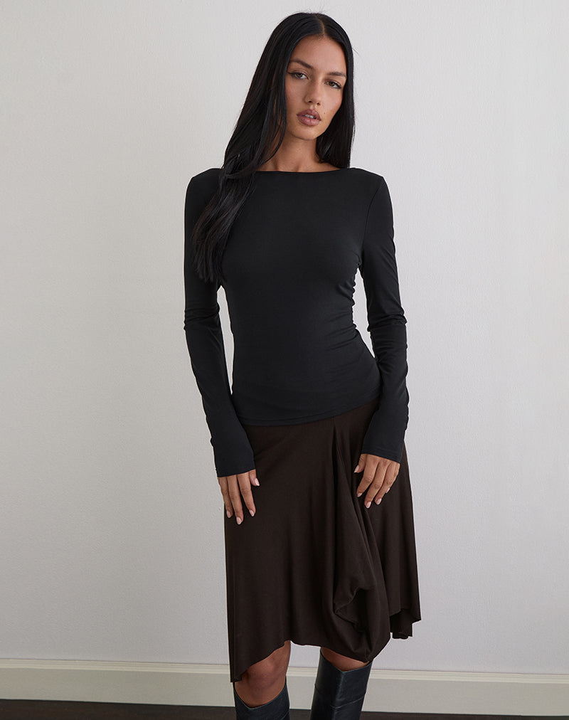 Image of Diya Langarm-Top aus Cupro Schwarz
