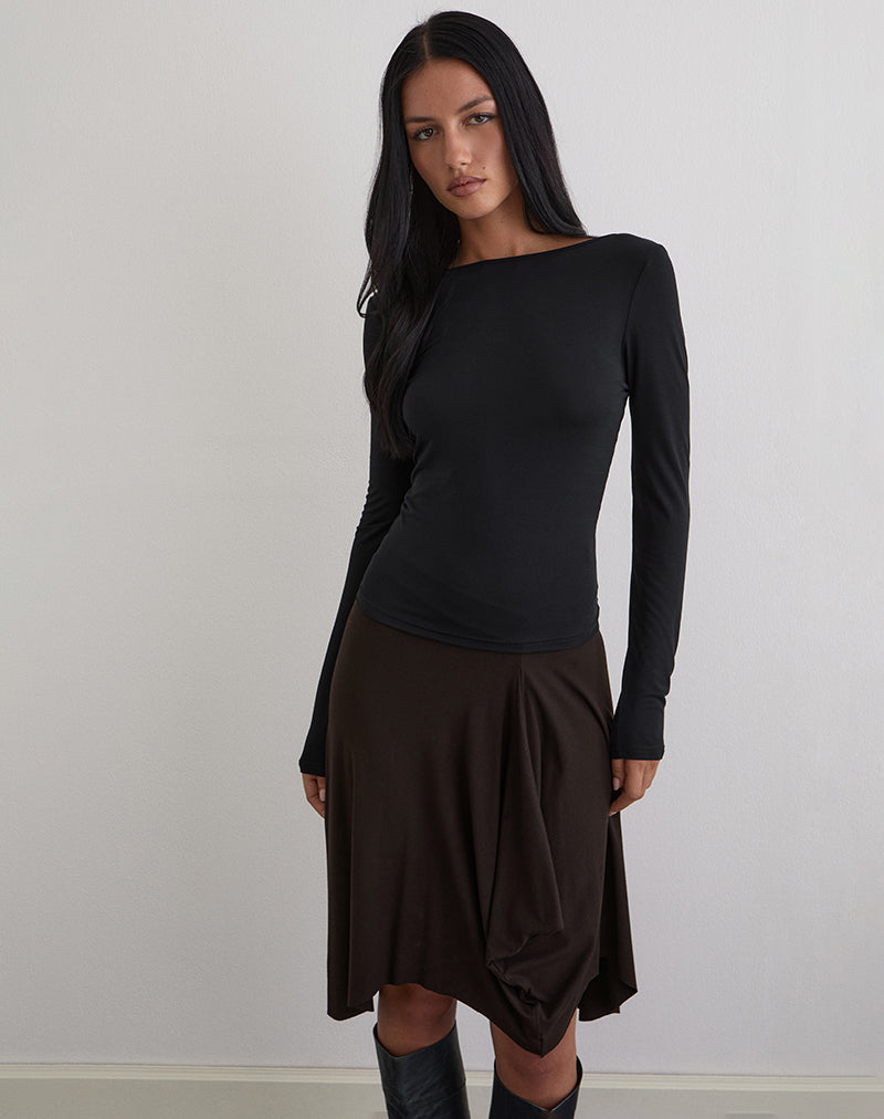 Image of Diya Langarm-Top aus Cupro Schwarz
