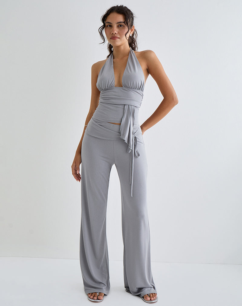 Image of Prilla Neckholder-Top aus Cupro Grau