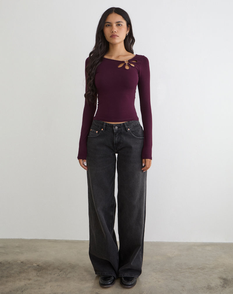 Bild von Donela Langarmshirt mit Blumenring in Redwood