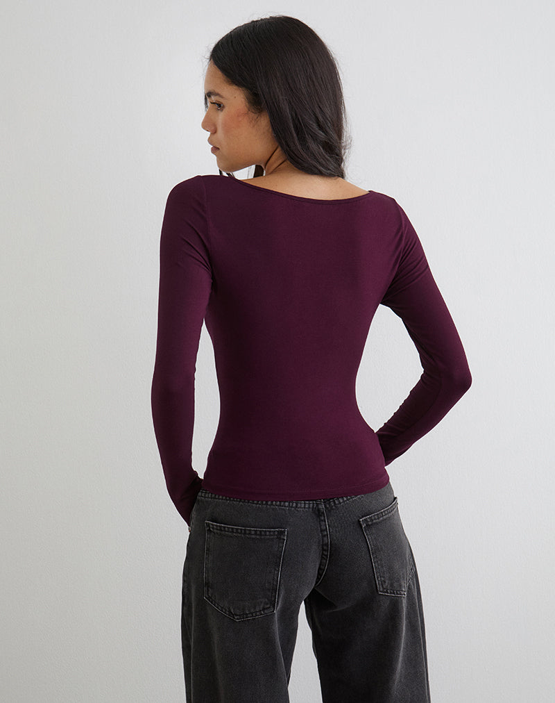 Bild von Donela Langarmshirt mit Blumenring in Redwood