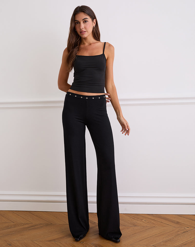 Dorala Low-Rise-Hose mit Ösen in Schwarz