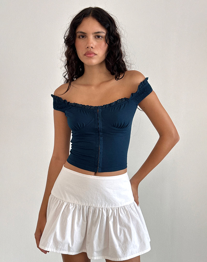 Image of Dovica Korsett-Top mit Spitzenbesatz in Navy