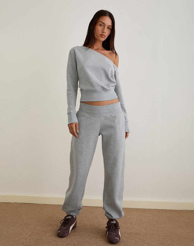 Doxia One Shoulder Sweatshirt in Grau meliert
