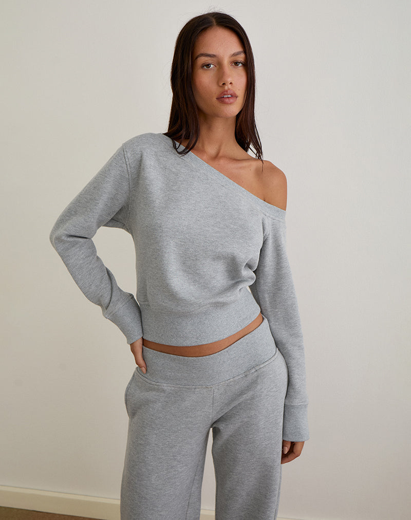 Doxia One Shoulder Sweatshirt in Grau meliert