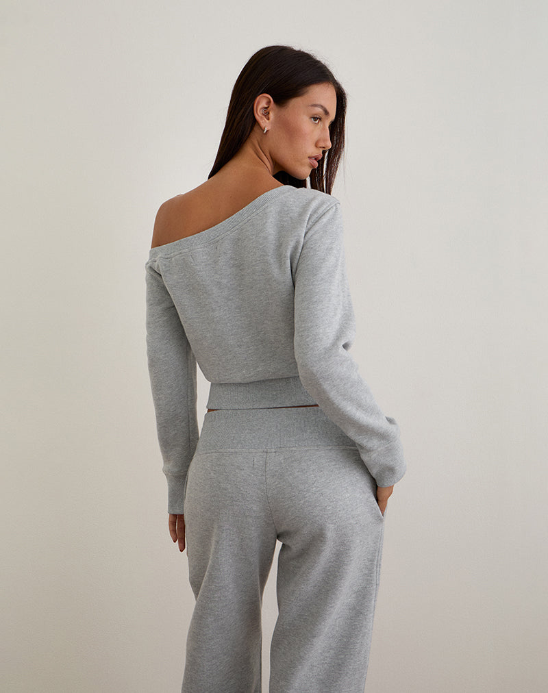Image of Doxia One Shoulder Sweatshirt in Grau meliert