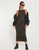 Image of Driki Midikleid in Gunmetal mit grauer Steppnaht