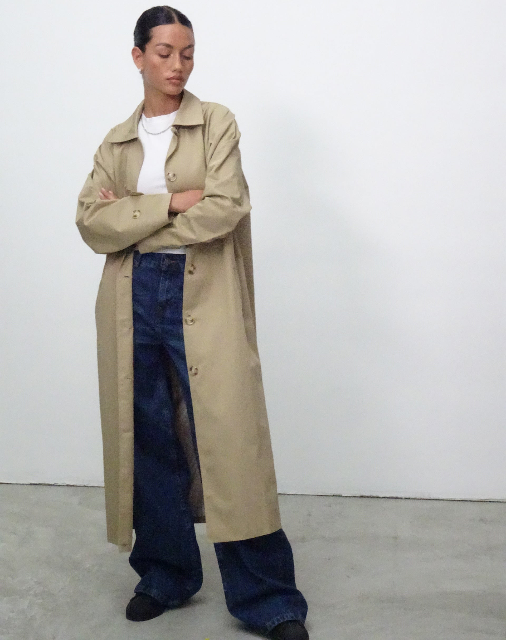 Bild von Assa Trenchcoat in Tan mit Streifenfutter