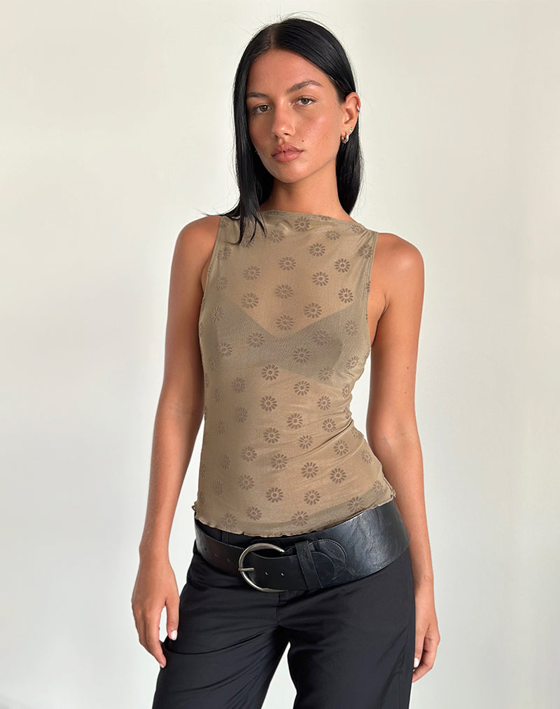 Dudley Vest Top in Daisy Flock Hellbraun