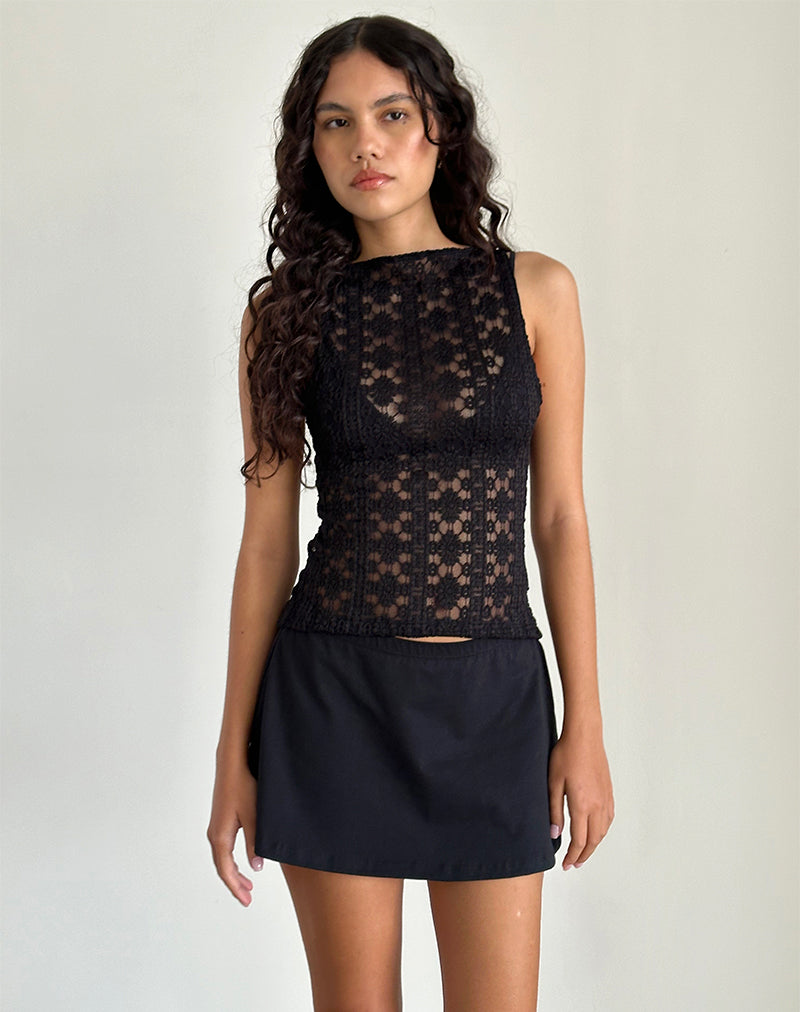 Dudley Vest Top in Regal Lace Schwarz