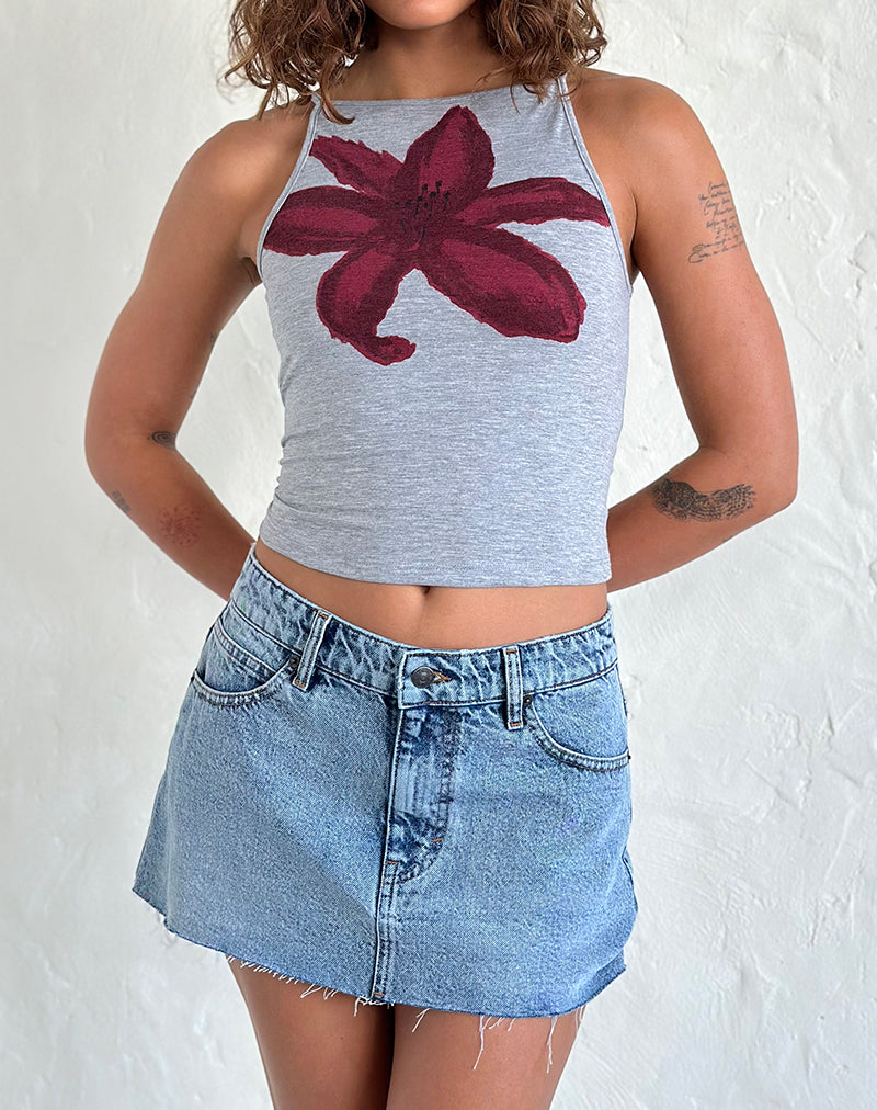 Bild von Denim-Minirock mit rohem Saum in Vintage Blue Wash