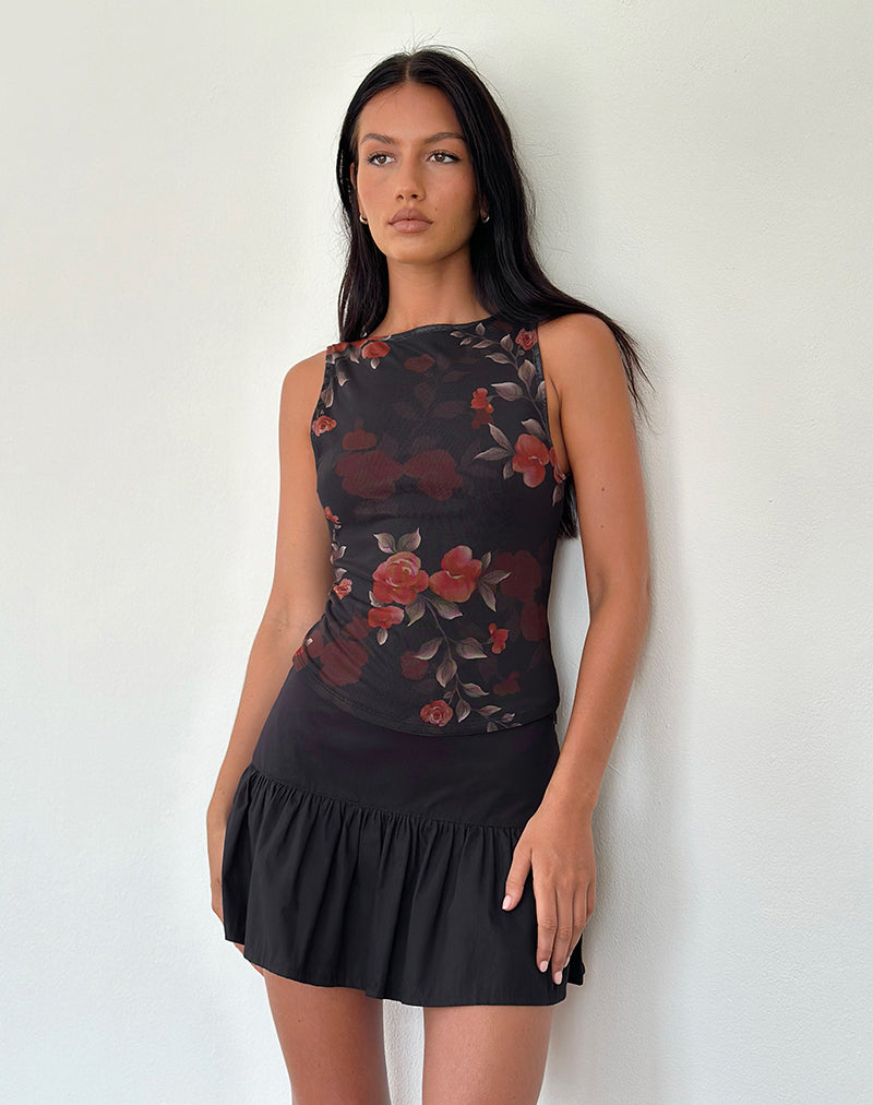 Image of Dudley Vest Top in Watercolour Rose Schwarz