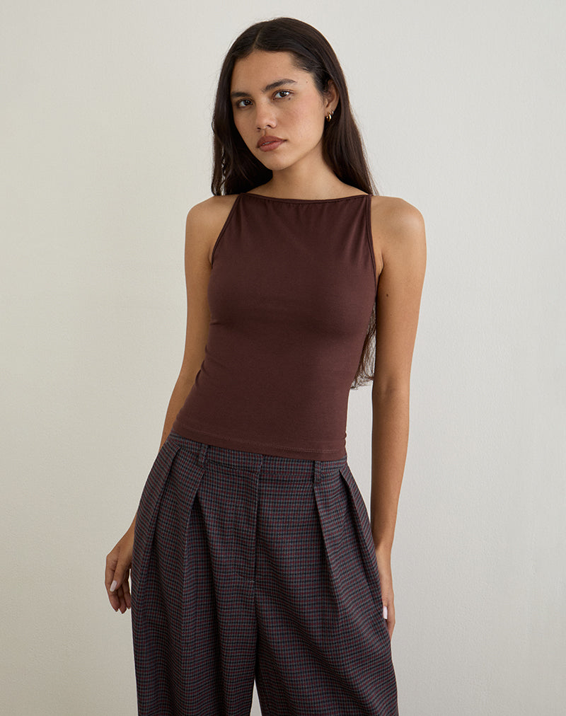 Bild von Dudley Vest Top aus Jersey Bitter Chocolate