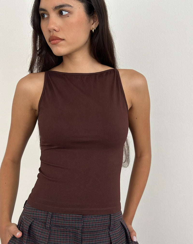 Bild von Dudley Vest Top aus Jersey Bitter Chocolate