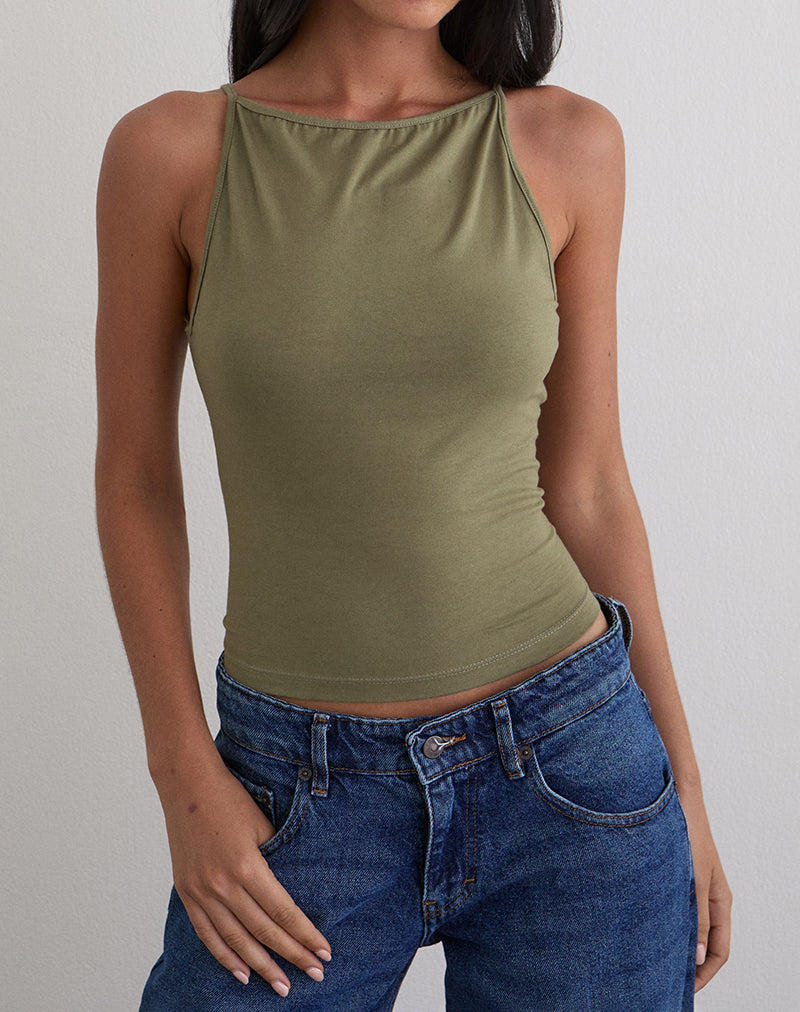 Bild von Dudley Vest Top in Jersey Khaki