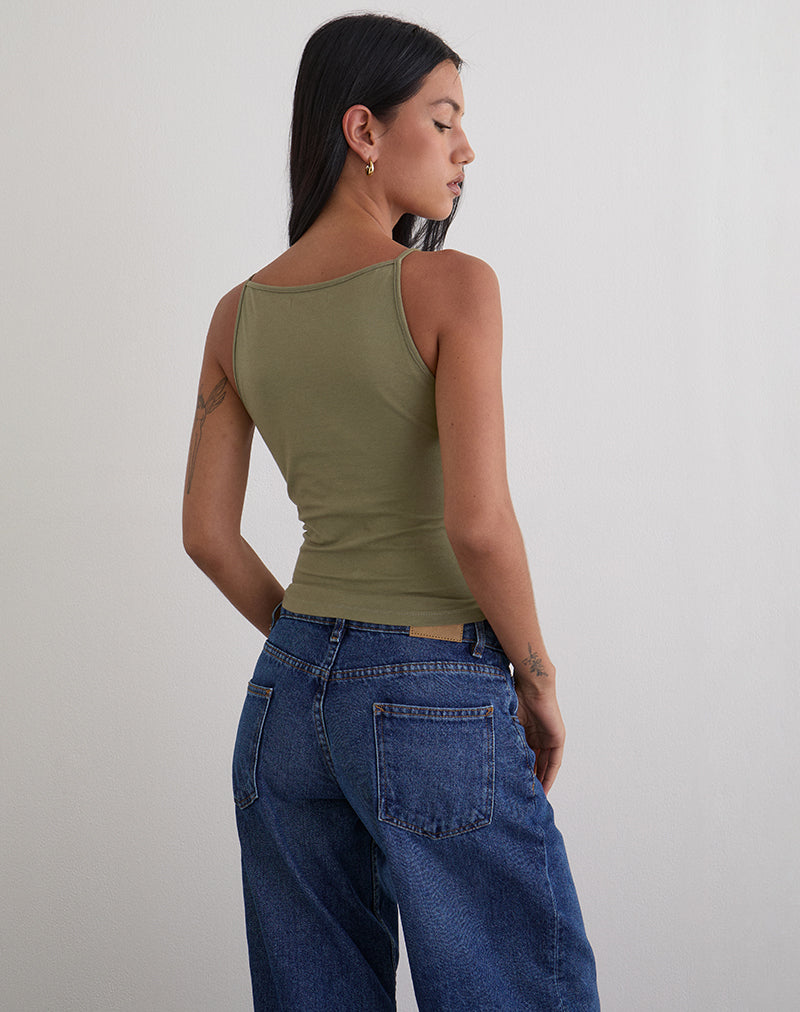 Bild von Dudley Vest Top in Jersey Khaki