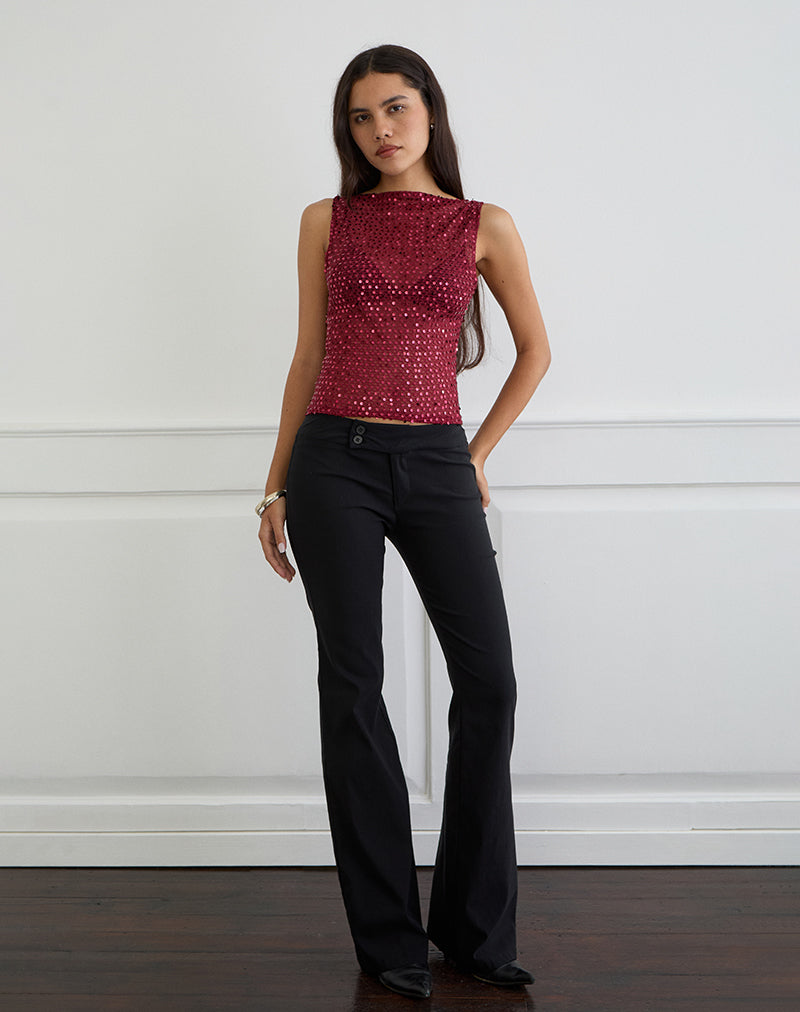 Image of Dudley Vest Top aus Paillettenstrick Burgund