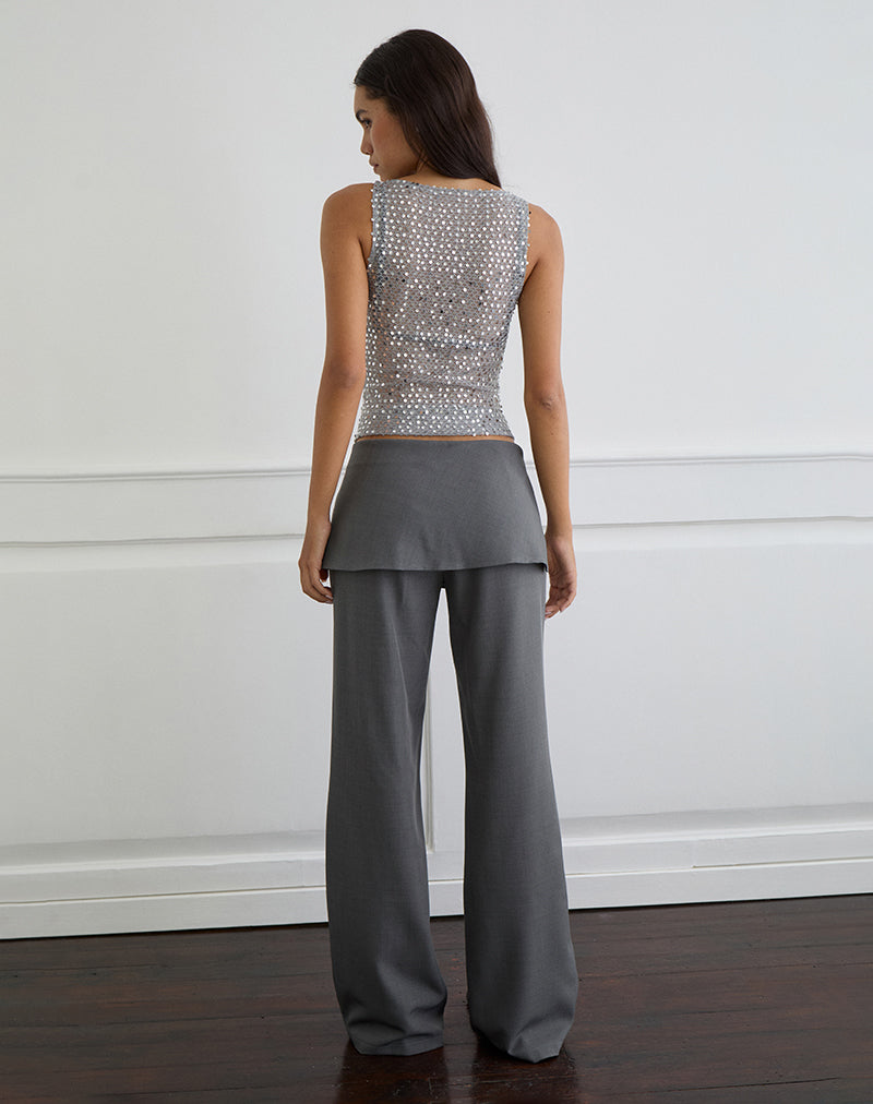 Image of Dudley Vest Top aus Paillettenstrick Dunkelsilber
