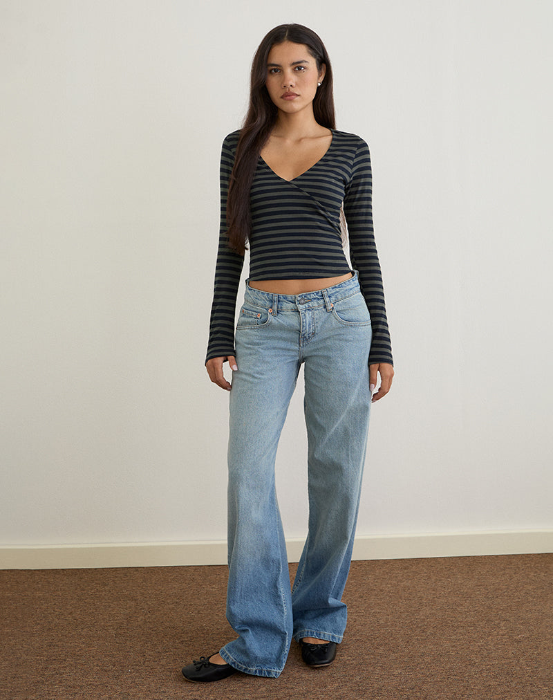 Image of Dulcet Geripptes Top in klassisch gestreiftem Navy und Grau