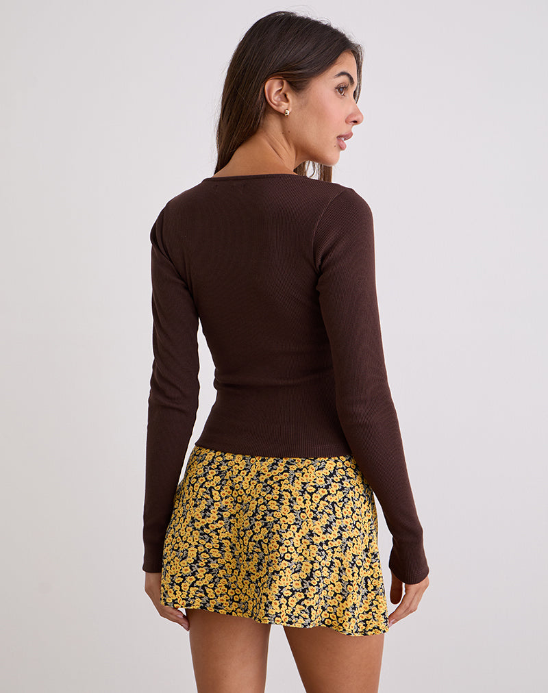 Image of Dulcet Geripptes Top in Schokoladenbraun