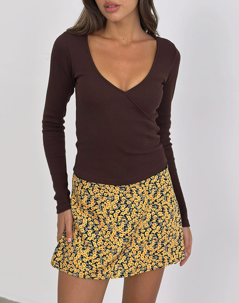 Image of Dulcet Geripptes Top in Schokoladenbraun