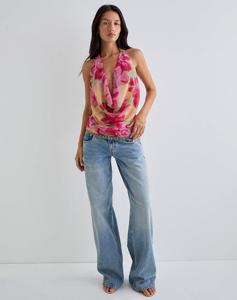 Bild von Duma Cowl Halter Top in Bold Multi Colour Floral