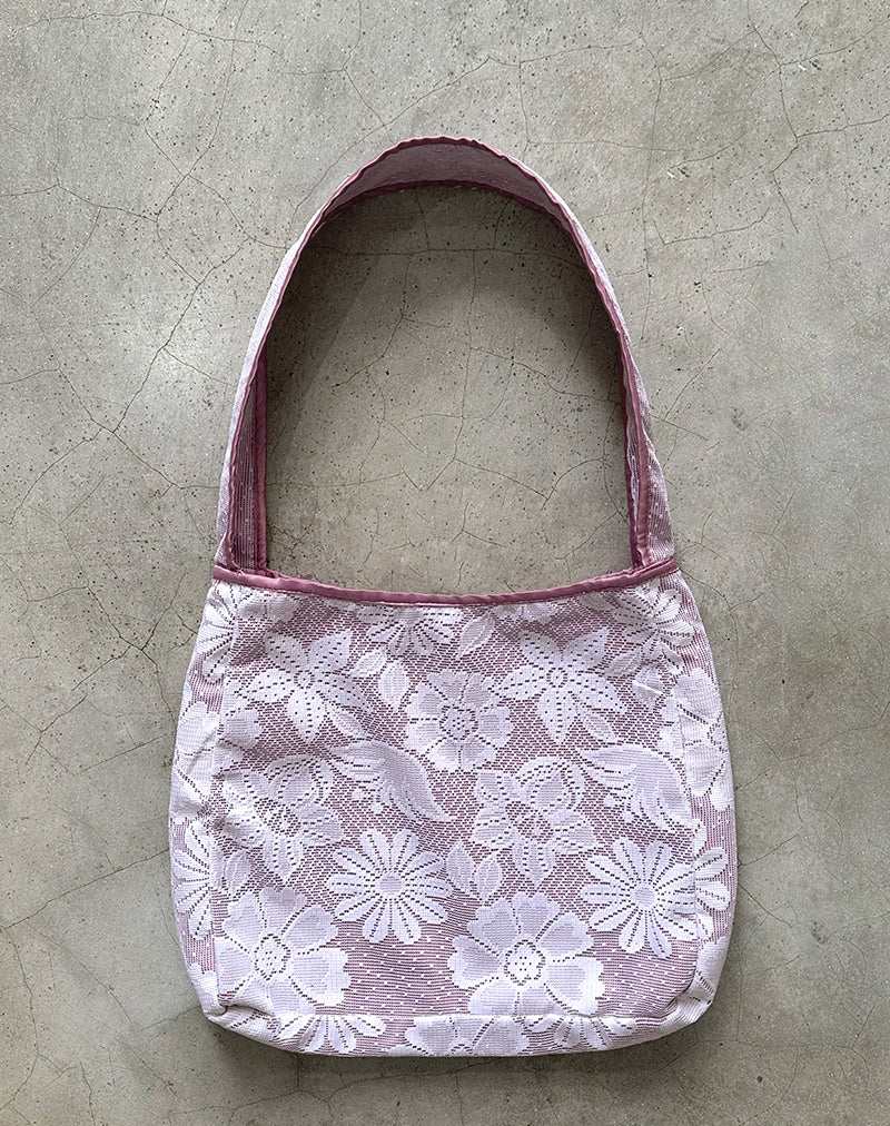 Dune Tasche in Weiß mit rosa Spitzeneinfassung