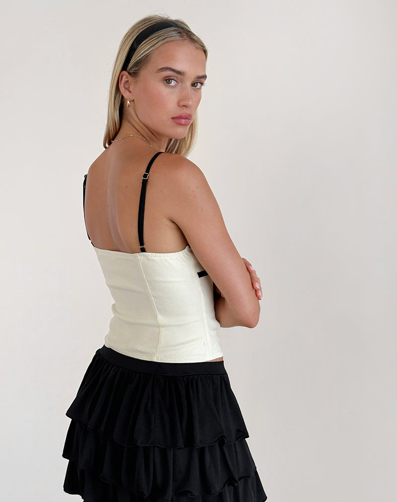 Bild von Duta Cami Top in Creme mit schwarzen Schleifen