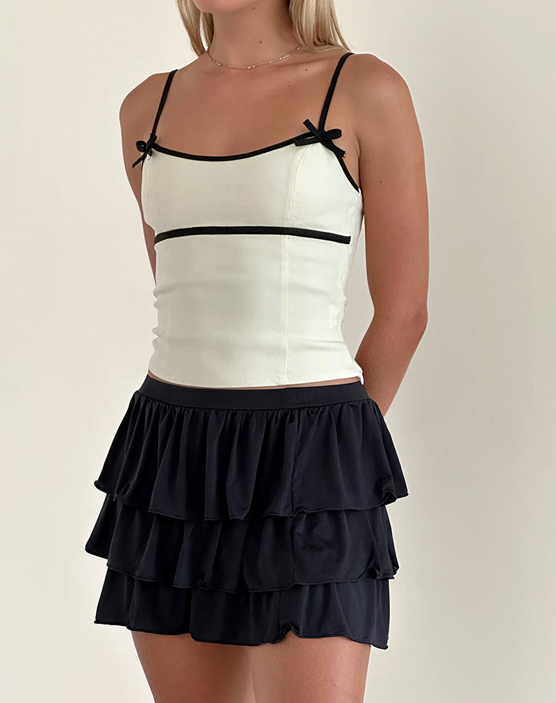Bild von Duta Cami Top in Creme mit schwarzen Schleifen