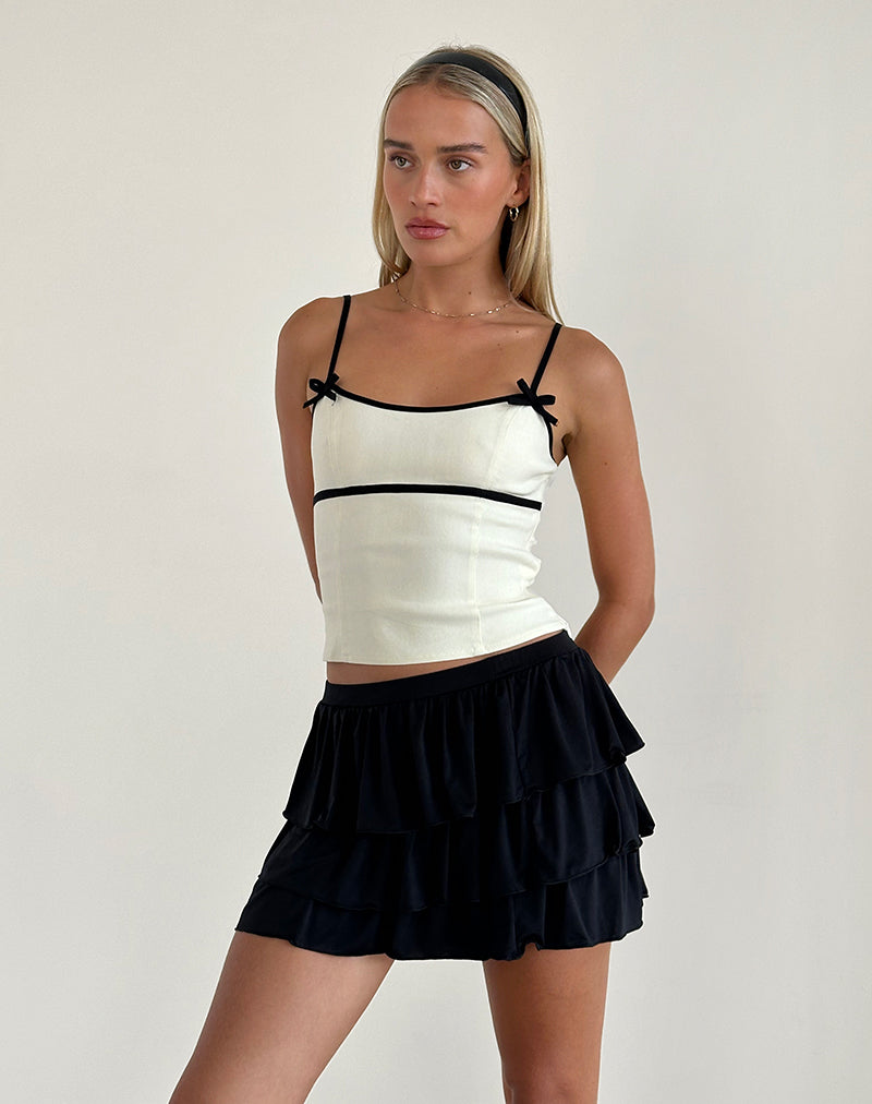 Bild von Duta Cami Top in Creme mit schwarzen Schleifen