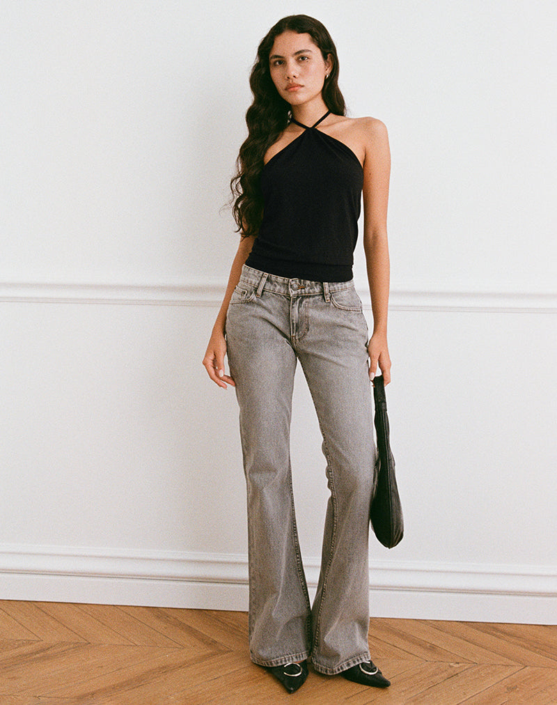 Dyilla Arrow Neck Top in Schwarz