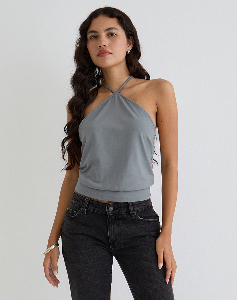 Image of Dyilla Arrow Neck Top in Grau