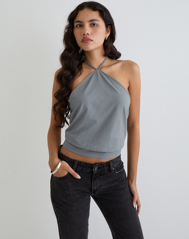 Dyilla Arrow Neck Top in Grau